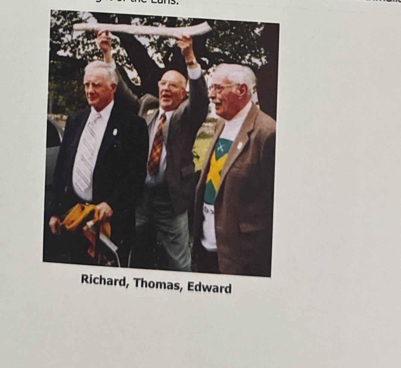 Thomas J Dowds, first Taoiseach in 400 years, flanked by Richard F Dowd and Edward P O'Dowd