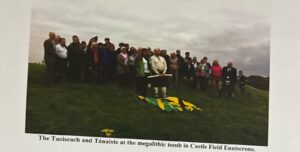 Taoiseach and Tánaiste at the megalithic tomb, Castle Field Enniscrone, 2015