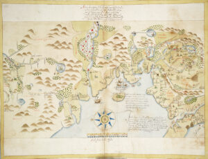 A true description of the Northwest parts of Ireland, by Captain John Baxter, finished by Baptista Boazio, c.1600. Royal Museums Greenwich.