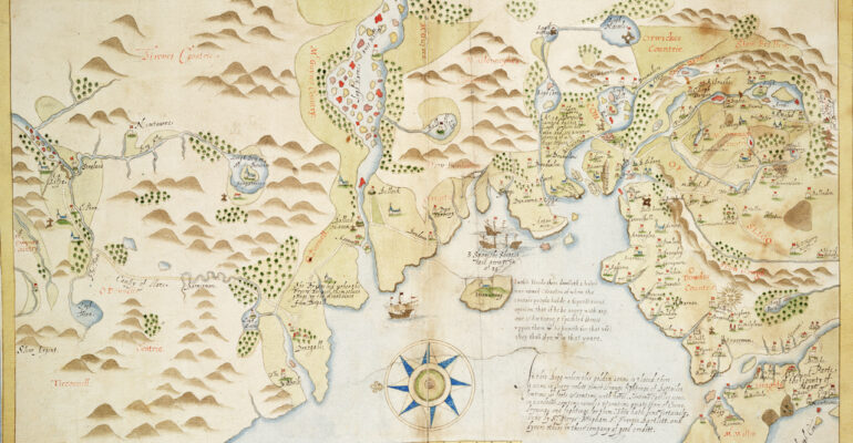 A true description of the Northwest parts of Ireland, by Captain John Baxter, finished by Baptista Boazio, c.1600. Royal Museums Greenwich.
