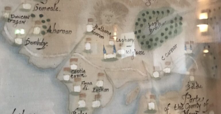 Wall map at Parke's Castle showing the Lough Gill region